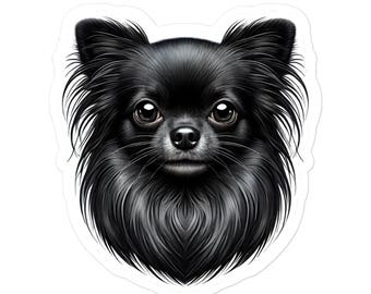 Naklejka z czarnym długowłosym chihuahua