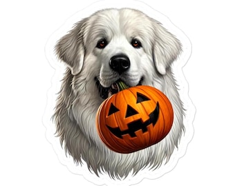 Naklejka na Halloween z dynią Pirenejski Pies Górski