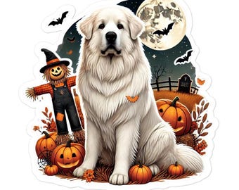 Pirenejski pies górski Straszny Halloween Naklejka
