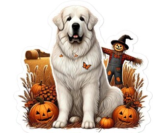 Pirenejski pies górski Straszna naklejka na Halloween V2