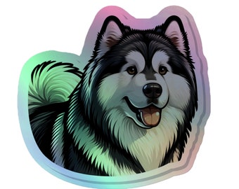 Pegatina holográfica del Malamute de Alaska