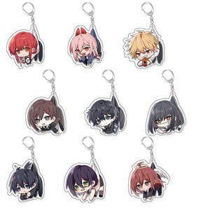 Llavero acrílico chibi de El Hombre de la Motosierra / Personajes de anime kawaii / Regalos personalizados para fans
