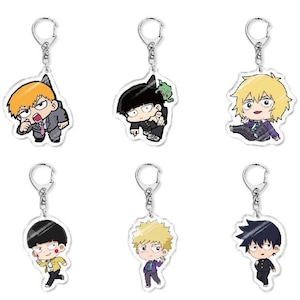 Mob Psycho 100 Acrylic Chibi Keychain Pendants | Kawaii Anime Characters | Custom Pack Charm Gifts for Fans