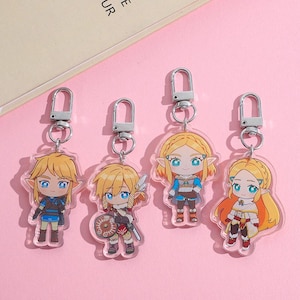 Llaveros de anime kawaii de la leyenda de Zelda / Lindos colgantes de personajes acrílicos / Regalos hechos a mano para fanáticos y coleccionistas del anime