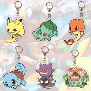 Pokémon Acrylic Chibi Keychain Pendants | Kawaii Anime Characters | Custom Charm Gifts for Fans Original Starter Pack Keychains