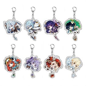 Genshin Impact Acrylic Chibi Keychain Pendants | Kawaii Anime Characters | Custom Pack Charm Gifts for Fans