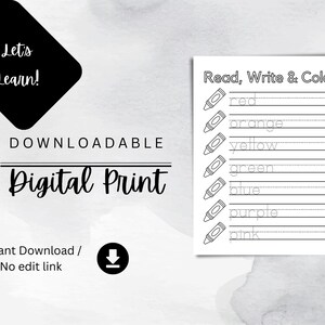 Read Write Color Trace Worksheet for Preschool Prek TK Kindergarten ...