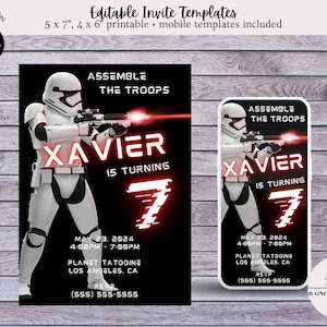 Stormtrooper Star Wars Birthday Party Editable Digital Invitation Template | Stormtroopers Star Wars Evite | Resizable, Printable