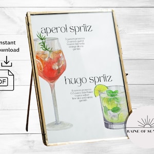 Menù per feste Spritz Bar con stampa digitale / Cocktail esclusivo Aperol Spritz Hugo Spritz Feeling Spritzy / Download immediato PDF stampabile