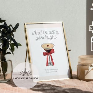 Modello di bomboniera per festa di ringraziamento con cartello Espresso Martini / Fiocco di chicchi di caffè Bevanda natalizia per feste Minimo femminile / Stampabile / Download immediato