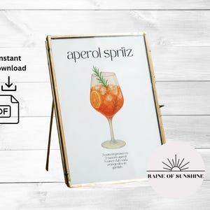 Aperol Spritz Bar Party Sign Menu Digital Print | Aperol Spritz Feeling Spritzy Signature Cocktail | Instant Download PDF Printable