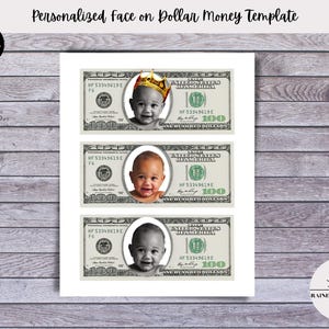 Custom Face Krone Geburtstag Notorious 1 | Personalisierte Digital Geburtstagsparty Dekoration Dollar Vorlage | Druckbar