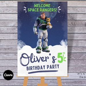 Buzz Lightyear and Sox Birthday Editable Digital Birthday Party Welcome Sign Poster | Resizable & Printable