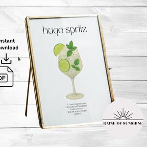 Hugo Spritz Bar Party Schild Menü Digitaldruck | Hugo Spritz Feeling Spritzy Lime Signature Cocktail | Sofortiger Download PDF zum Ausdrucken