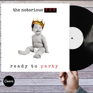 The Big ONE Birthday Notorious 1 Album Party Cover | Modelo de pôster de boas-vindas de aniversário digital editável | Redimensionável e imprimível