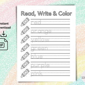 Read Write Color Trace Worksheet for Preschool Prek TK Kindergarten ...