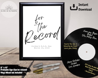 Letrero para libro de visitas For the Record / Tema musical de hip hop The Big Notorious One / Editable e imprimible