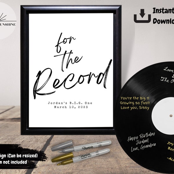 For the Record Guest Book Sign | The Big Notorious  One Hip Hop Music Theme| Editable & Printable