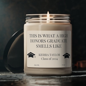 High Honors Student Gift Personalized Honor Student Graduation Gift Class of 2024 Top of Class High Honors Gift Custom Graduation Candle image 1