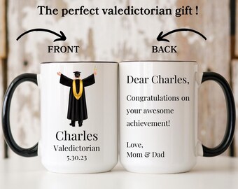 Personalized Valedictorian Gift for Him Custom Valedictorian Mug with Message Valedictorian Graduation Gift Valedictorian Custom Boy Gift