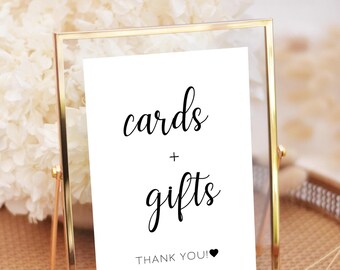 Cards And Gifts Printable Sign, Instant Digital Download Wedding Sign, Bridal Shower Sign, Baby Shower Sign, Editable Gift Sign Template