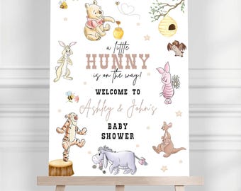 Printed Winnie The Pooh Baby Shower Welcome Sign, Pooh Baby Shower Welcome, Printed Gender Neutral Winnie The Pooh Foam Board Welcome