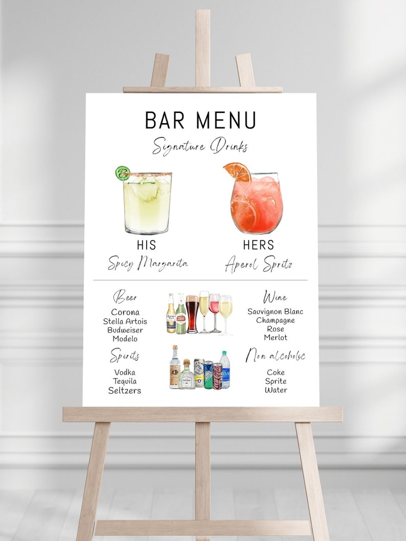 Bar Menu Minimalist Template Printable Bar Menu Editable Etsy