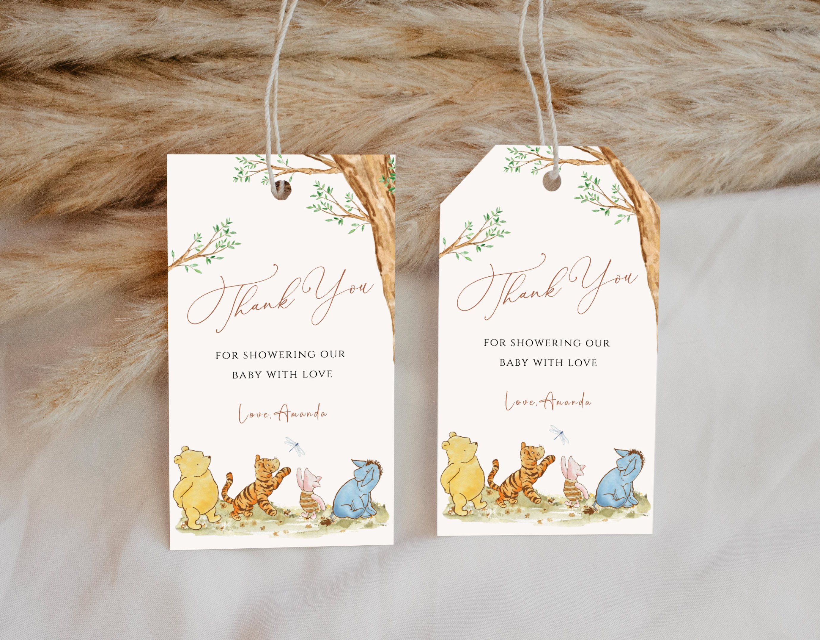 サンキューカード手書き　poohページ Winnie the Pooh Thank You Card - Etsy