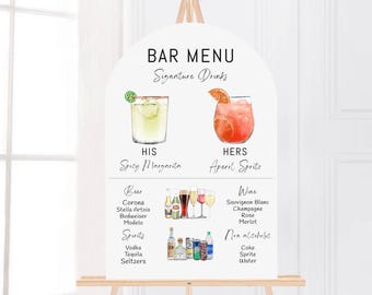 Gedruckte Barkarte Minimalist Foam Board, gedruckte Barkarte, moderne Getränkekarte, benutzerdefinierte Barschild, Signature Drinks Party Schild, Hochzeitsbar