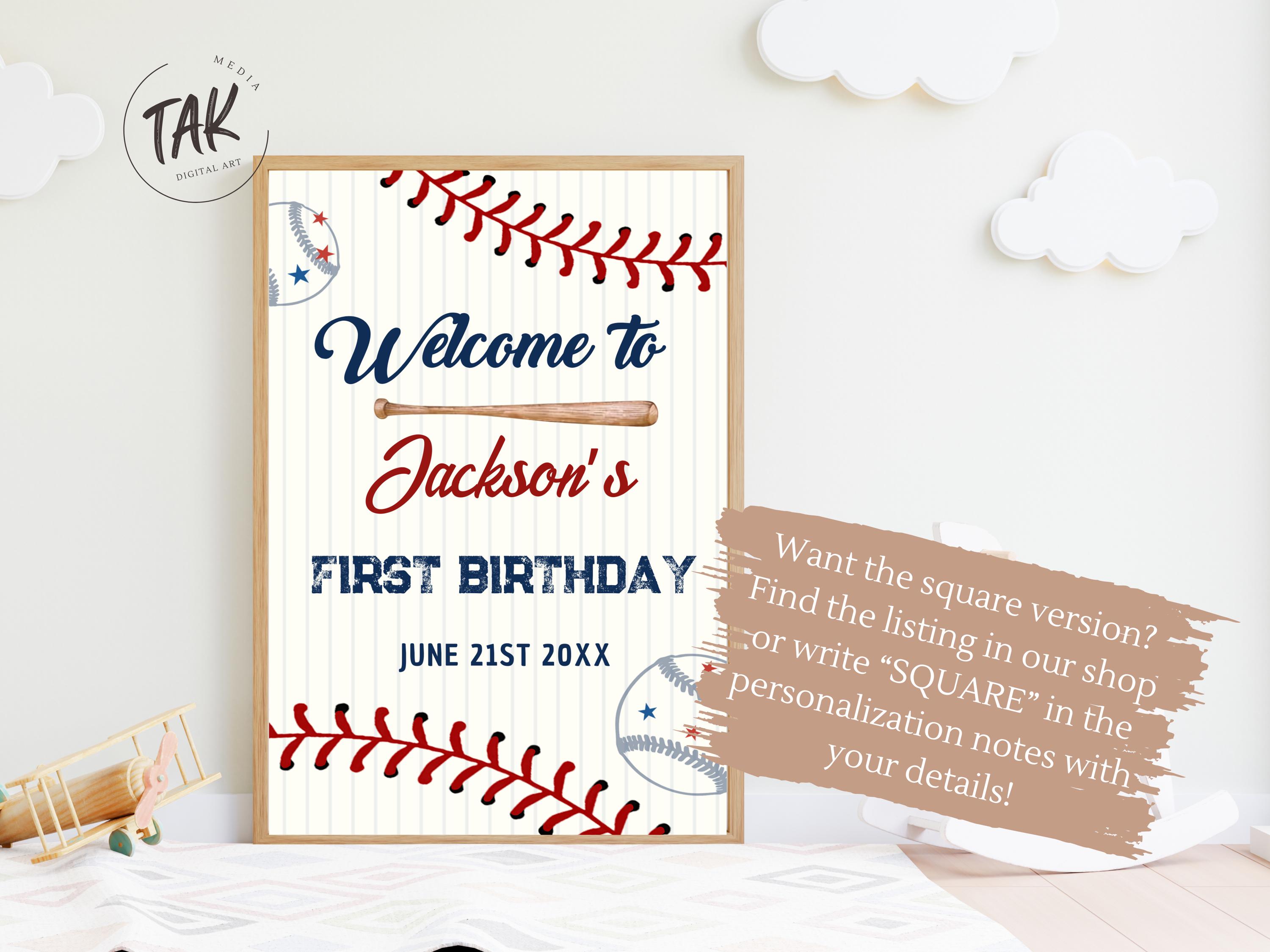 Printed Arch Baseball Rookie of the Year 1st Birthday Welcome Sign ...
