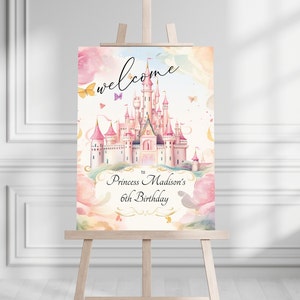 Princess Birthday Welcome Sign Template, Girl's Royal Birthday Celebration Sign, Editable Template, Printable Instant Digital Download