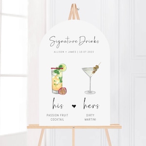 Gedruckte Barkarte Minimalist Foam Board, gedruckte Barkarte, moderne Getränkekarte, benutzerdefinierte Barschild, Signature Drinks Party Schild, Hochzeitsbar