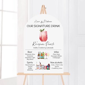 Gedruckte Barkarte Minimalist Foam Board, gedruckte Barkarte, moderne Getränkekarte, benutzerdefinierte Barschild, Signature Drinks Party Schild, Hochzeitsbar