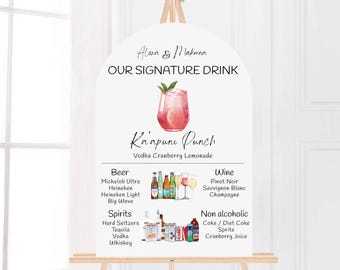 Gedruckte Barkarte Minimalist Foam Board, gedruckte Barkarte, moderne Getränkekarte, benutzerdefinierte Barschild, Signature Drinks Party Schild, Hochzeitsbar
