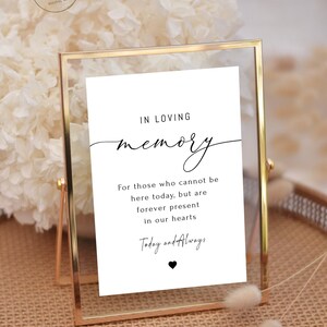 Wedding In Loving Memory Printable Sign, Instant Digital Download Sign, Bridal Shower Sign, Baby Shower Sign, Editable Memory Sign Template