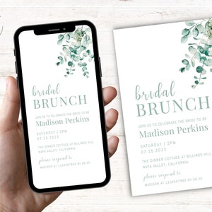 Electronic Bridal Brunch Or Bridal Shower Sage Invitation, Instant Digital Download Template, Bridal Brunch Sage Invite, Smartphone Invite