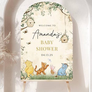 Gedruckter Bogen Winnie The Pooh Babyparty Willkommensschild, Pooh Babyparty Willkommen, gedrucktes Geschlechtsneutrales Winnie The Pooh Foam Board Willkommen