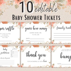 Baby Shower Girl Ticket Bundle, Blush Pink Baby Shower Tickets, druckbare sofortiger digitaler Download Bundle für Mädchen Baby Shower