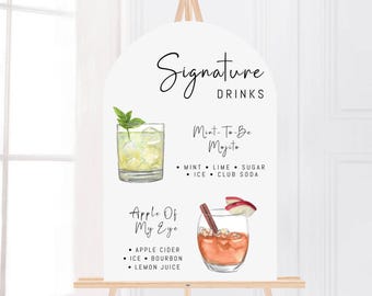 Gedruckte Barkarte Minimalist Foam Board, gedruckte Barkarte, moderne Getränkekarte, benutzerdefinierte Barschild, Signature Drinks Party Schild, Hochzeitsbar