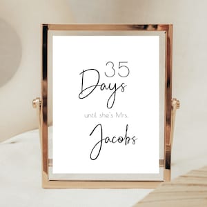 Bridal Shower Printable Countdown Sign, Instant Digital Download Sign, Bridal Shower Sign, Editable Wedding Countdown Sign Template