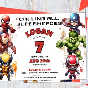 Superhero Birthday Invitation Template, Avengers Invitation, Superhero Party Invite, Printable Boys Invite, Editable Avengers Party, Digital