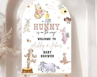 Printed Arch Winnie The Pooh Baby Shower Welcome Sign, Pooh Baby Shower Welcome, Printed Gender Neutral Winnie The Pooh Foam Board Welcome