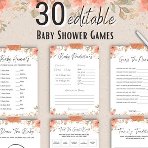 Baby Shower Games Girl Blush Pink, Editable Blush Pink Baby Shower Games, Printable Baby Shower Games, Instant Download Baby Shower Template
