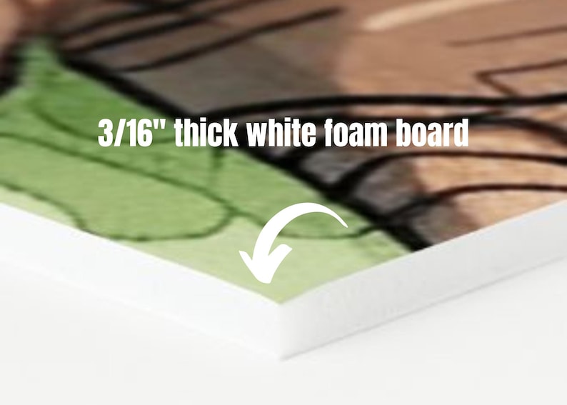 May include: Close-up of the edge of a white foam board. The board is 3/16" thick.