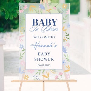 Baby in Bloom Acryl Baby Shower Boy Willkommensschild, Frühlingsblumenplakat-Willkommensschild, Dekor-Garten-Thema, Schaum oder Acryl-kundenspezifisches Dekor