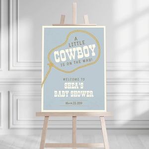 Cartello di benvenuto per baby shower con cowboy stampato, cartello di benvenuto per baby shower western, cartello di benvenuto in schiuma con cowboy western stampato per neonati, baby shower