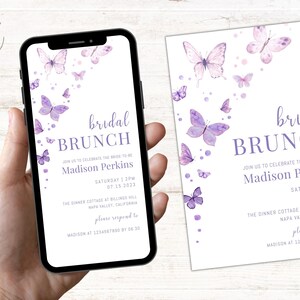 Electronic Bridal Brunch, Bridal Shower, Baby Shower Butterfly Invitation, Instant Digital Download Template, Bridal Brunch Butterfly Invite