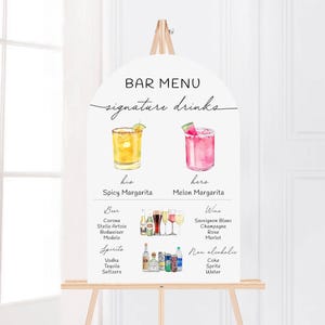 Gedruckte Barkarte Minimalist Foam Board, gedruckte Barkarte, moderne Getränkekarte, benutzerdefinierte Barschild, Signature Drinks Party Schild, Hochzeitsbar