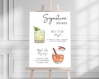 Gedruckte Barkarte Minimalist Foam Board, gedruckte Barkarte, moderne Getränkekarte, benutzerdefinierte Barschild, Signature Drinks Party Schild, Hochzeitsbar