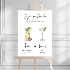 Gedruckte Barkarte Minimalist Foam Board, gedruckte Barkarte, moderne Getränkekarte, benutzerdefinierte Barschild, Signature Drinks Party Schild, Hochzeitsbar